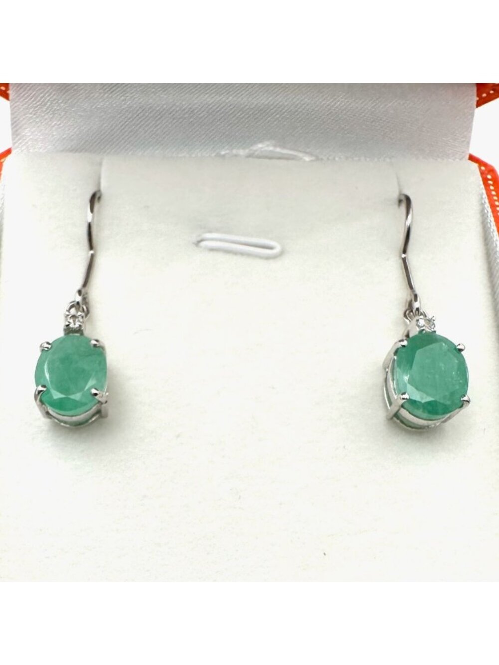Emerald & White Topaz Sterling Silver Pierced Earrings
